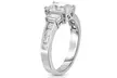 Tri Stone Emerald Cut Engagement Ring in 18k White Gold - Second Medium