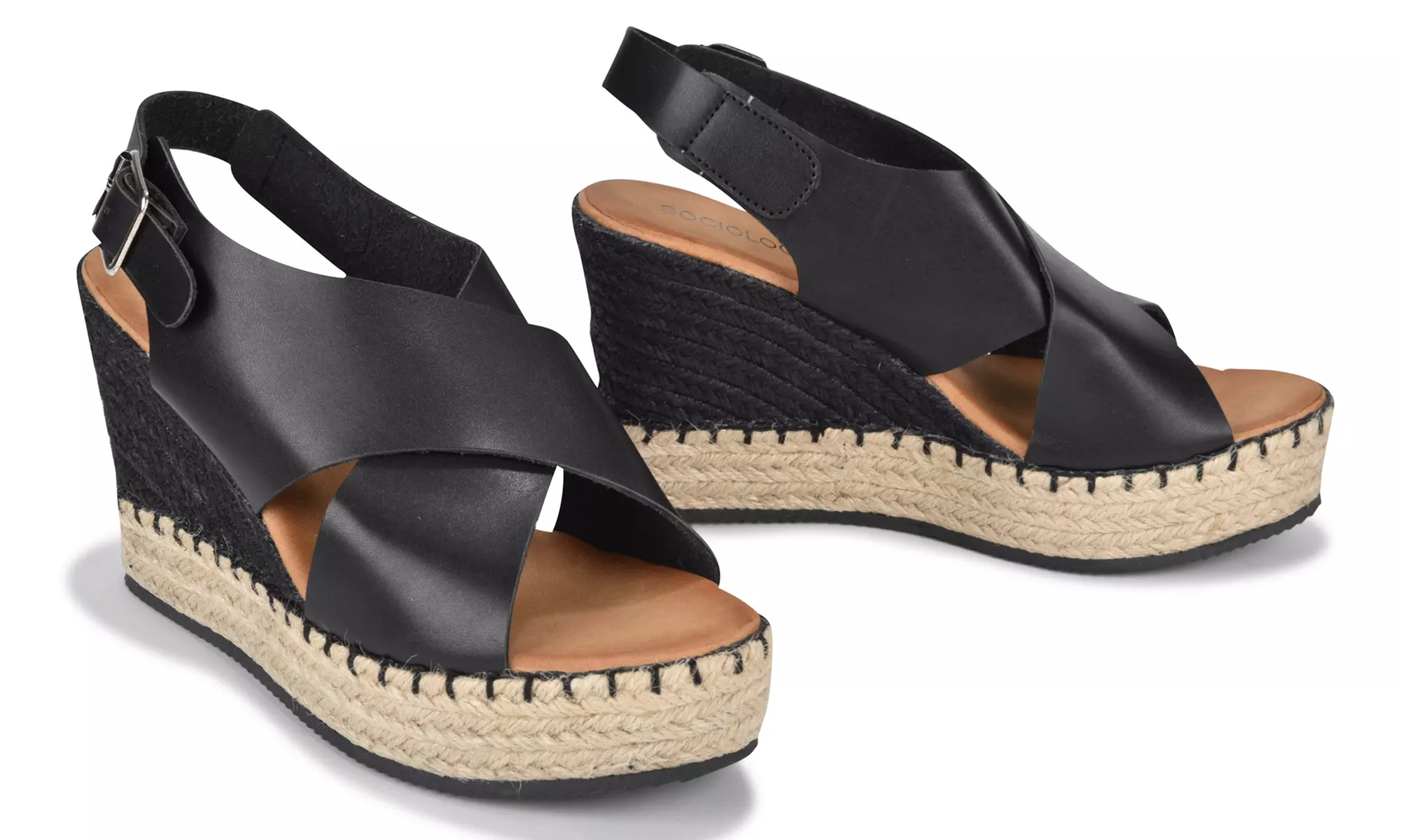 Sociology Women's Gretta Cross-Band Raffia Platform Sandals | Groupon Exclusive (Size 10) - Second Medium