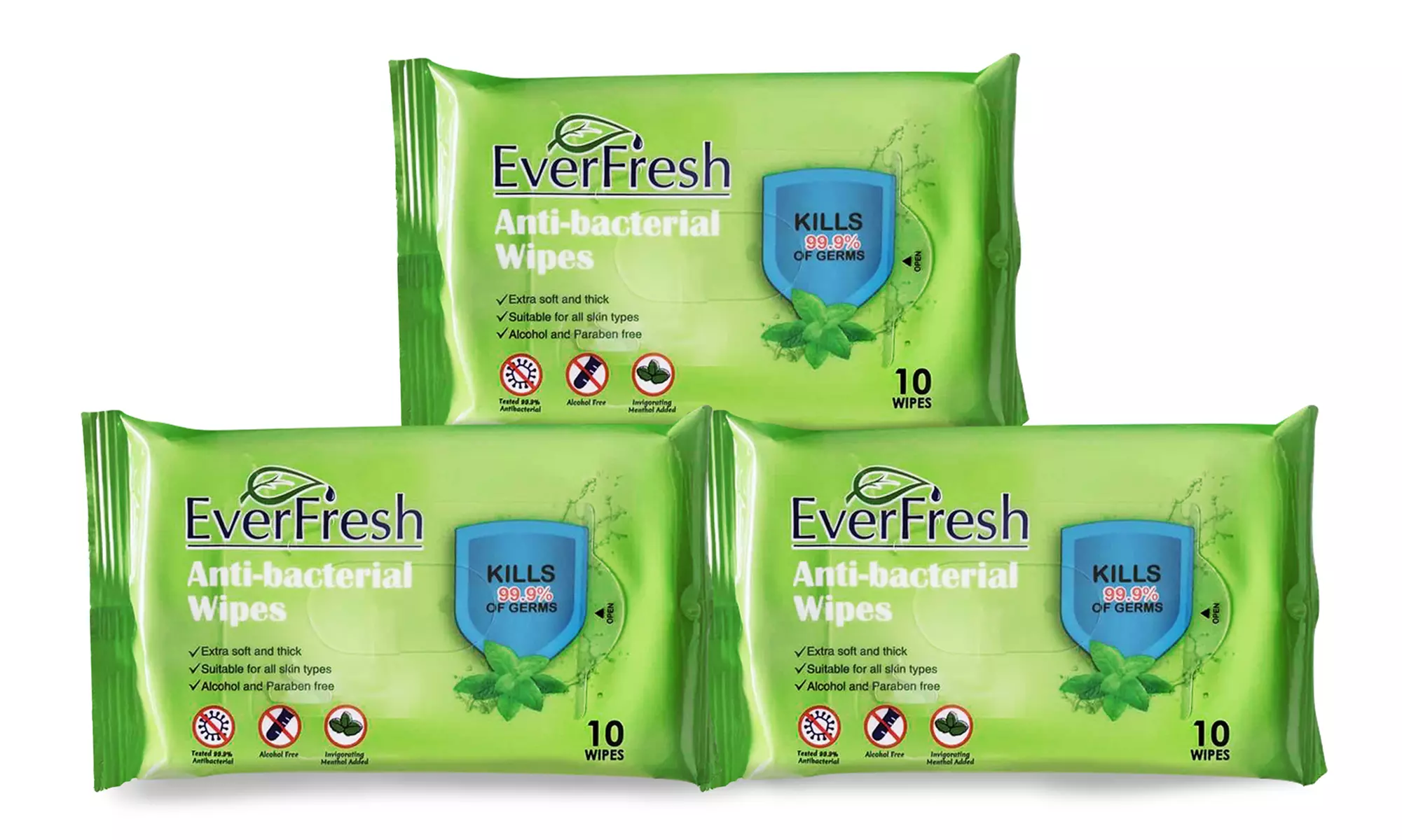 Anti-Bacterial Wipes (3-Pack; 10-Count Each) - Primary Image