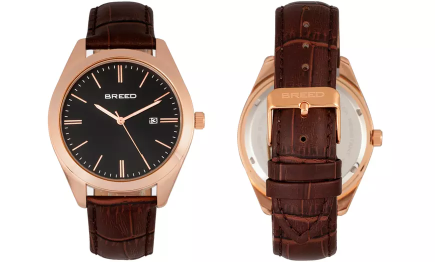 Image 13: Horloges met datum en leren band