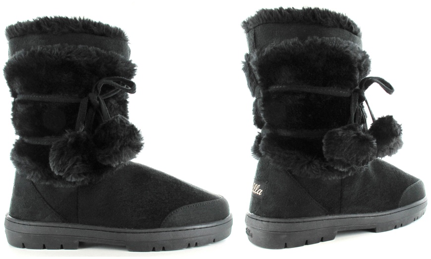 Image 2: Faux Fur Boots with Pom-Poms