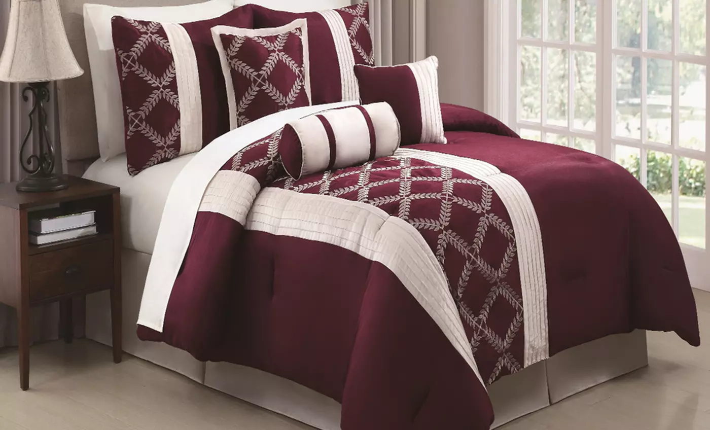 Julius 7-Piece Queen Comforter Set in Chocolate or Burgundy. Free Returns. - Primary Image
