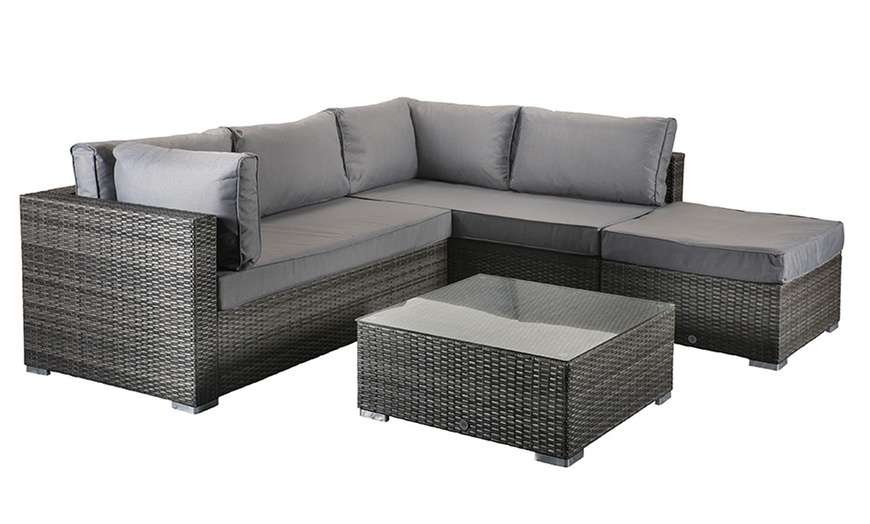 Image 1: Rattan Effect Bridgetown Corner Sofa Set