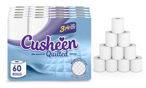 60 or 120 Cusheen White Quilts Toilet Rolls