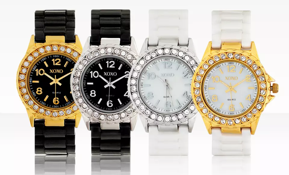 XOXO Women's Ceramic Watches in Black/Gold, Black/Silver, White/Gold, or White/Silver - Primary Image