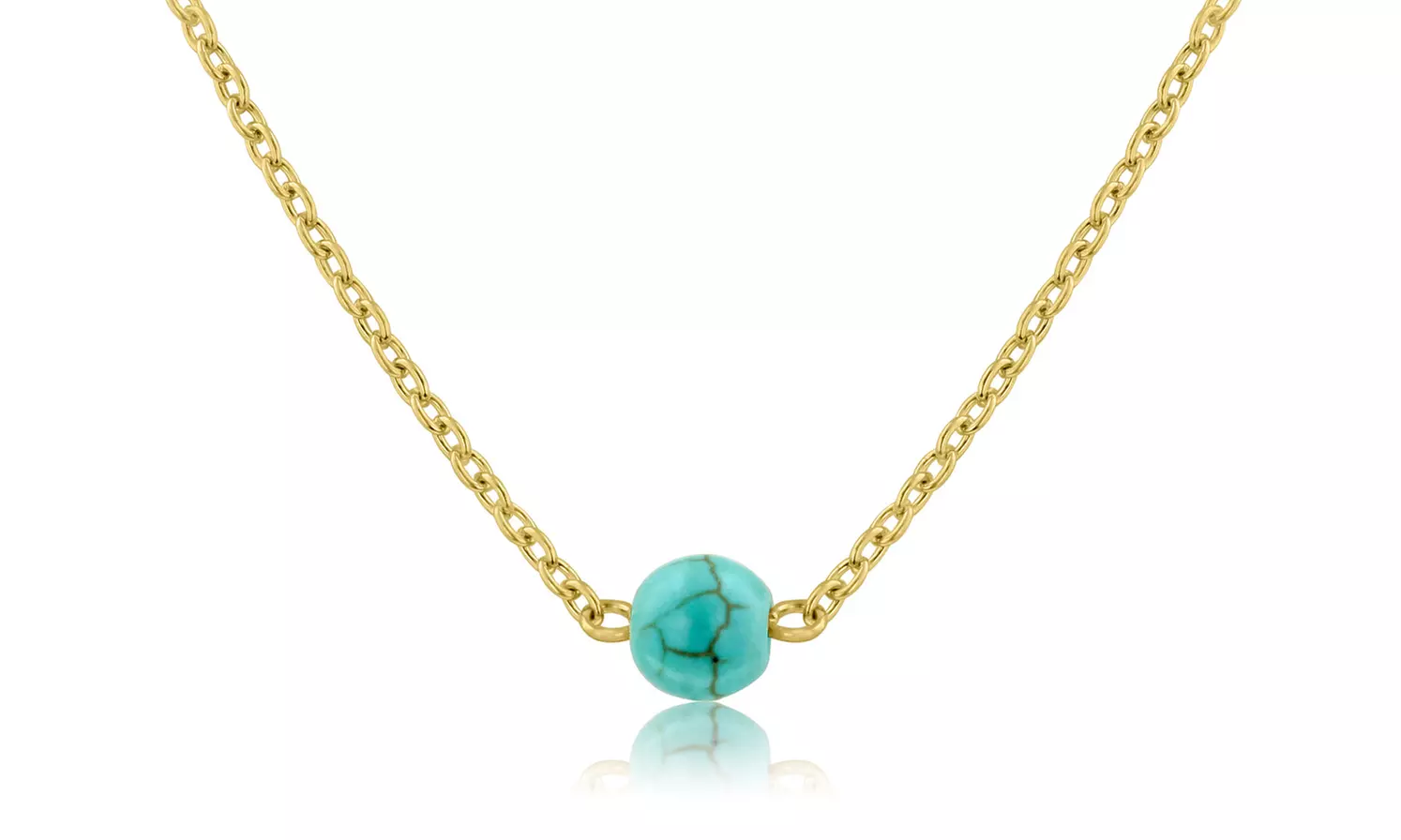 3.00 CTW Genuine Turquoise Bead Necklace in 18K Yellow Gold Plating - Primary Image