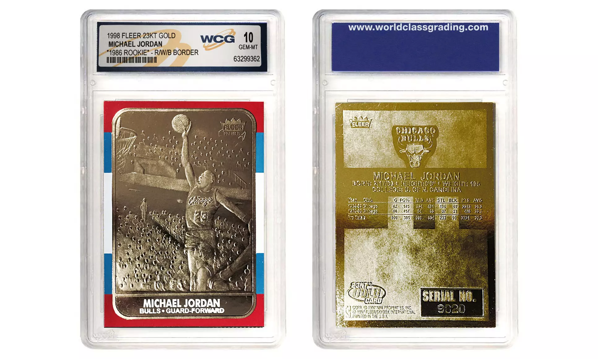 Michael Jordan Fleer NBA Rookie Cards - Graded Gem Mint 10 (3-Pack)  - Second Medium