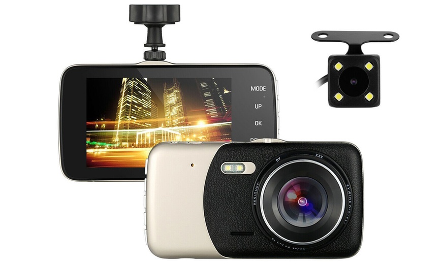 Image 1: Front and Rear Dash Cam Recorder