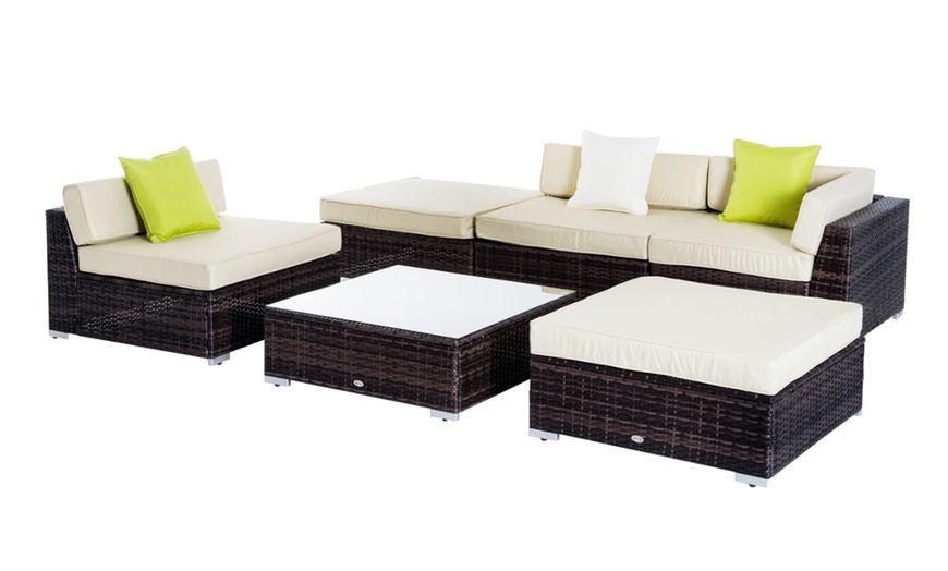 Image 4: Outsunny Six-Piece Rattan-Effect Outdoor Furniture Set