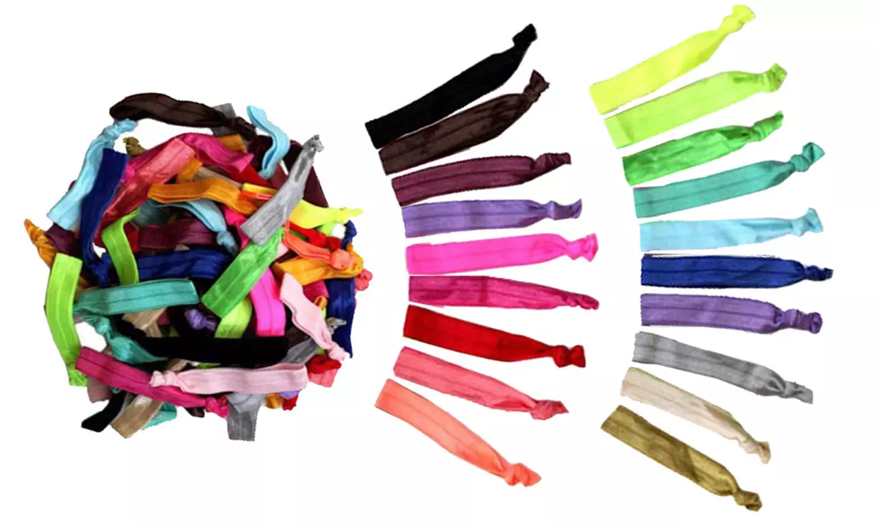 Rainbow Hand Knotted Assorted Hair Ties (60-Count) - Second Medium