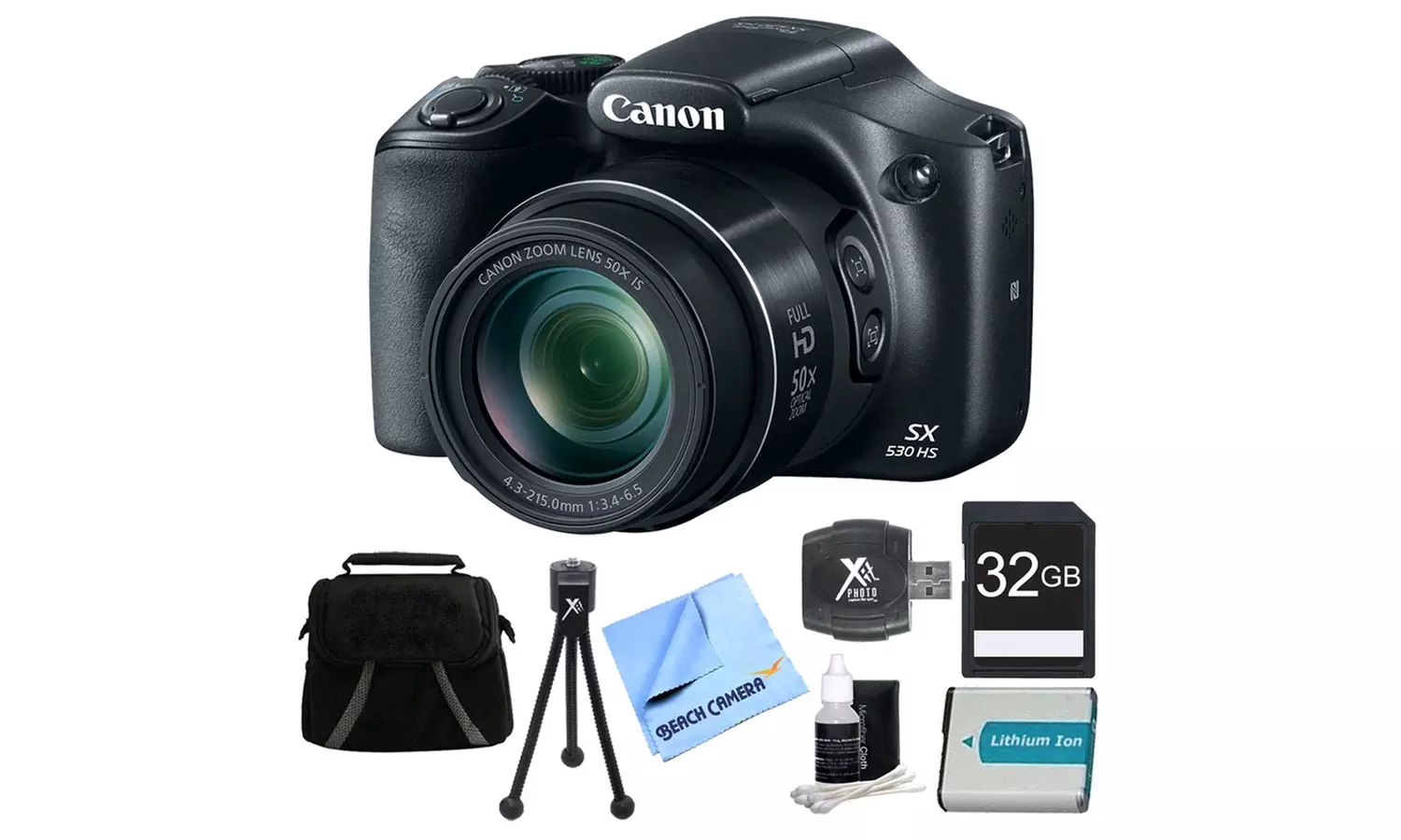 Canon PowerShot SX530 HS 16 MP 1080p Full HD 50x Optical Zoom Digital Camera Bundle with 32 GB SD Card and Battery Pack - Primary Image