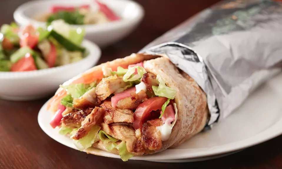 Lunch, Kabob Dinner for Two with Drinks and Baklava, or Takeout at Palmyra Mediterranean Grill (Up to 40% Off) - Primary Image