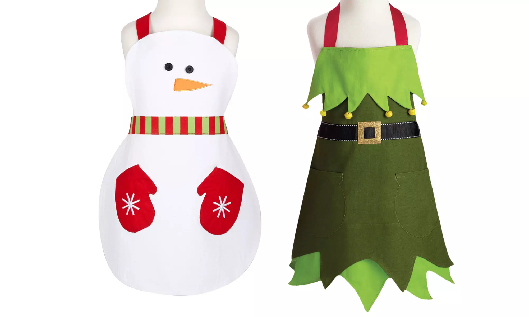 Kids Holiday Elf and Snowman Aprons - Primary Image