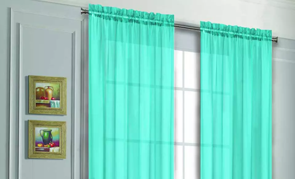 40"x84" Solid Voile Sheer Curtain Panels. Multiple Colors Available. Free Returns. - Primary Image