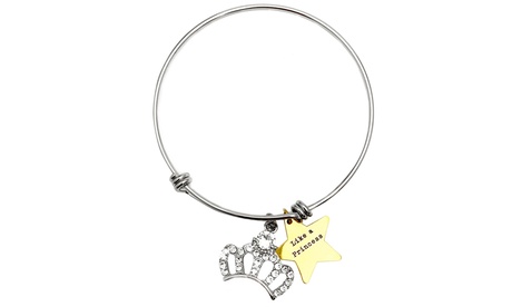 Bracciale charme bangle in acciaio e con cristalli Swarovski®