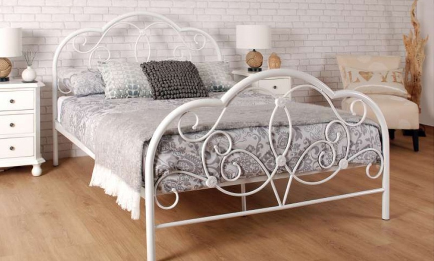 Image 1: Versailles Metal Bed Frame with Optional Mattress