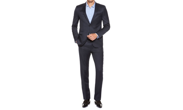 Renoir Suits - Renoir Fashion Mens Black Two Buttons Slim Fit Two Piece Suit main image 1