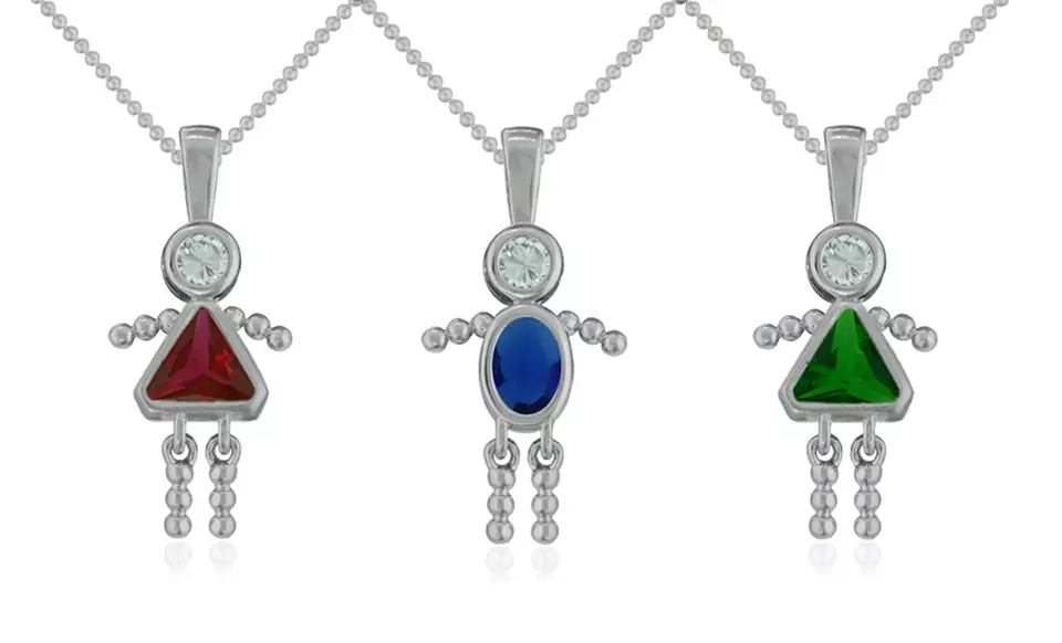 Sterling Silver Birthstone Babies Necklaces. Multiple Styles Available. Free Returns. - Primary Image