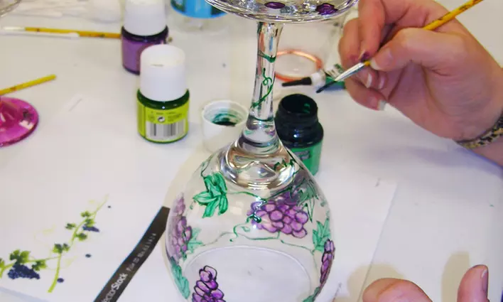 Wineglass-Painting Class for One or Two at Art Classes by Jen and Mark (Up to 53% Off) - Primary Image