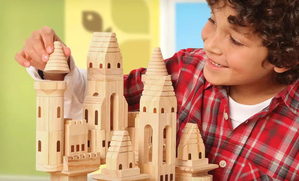 $20 for a TreeHaus 75-Piece Castle-Themed Wooden Block Set ($39.99 List Price). Free Shipping and Free Returns. - Primary Image
