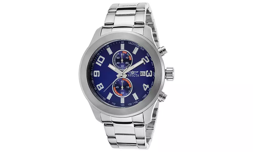 Invicta Specialty Analog Quartz Blue Dial Stainless Steel Men outlet Silver Watch 21490