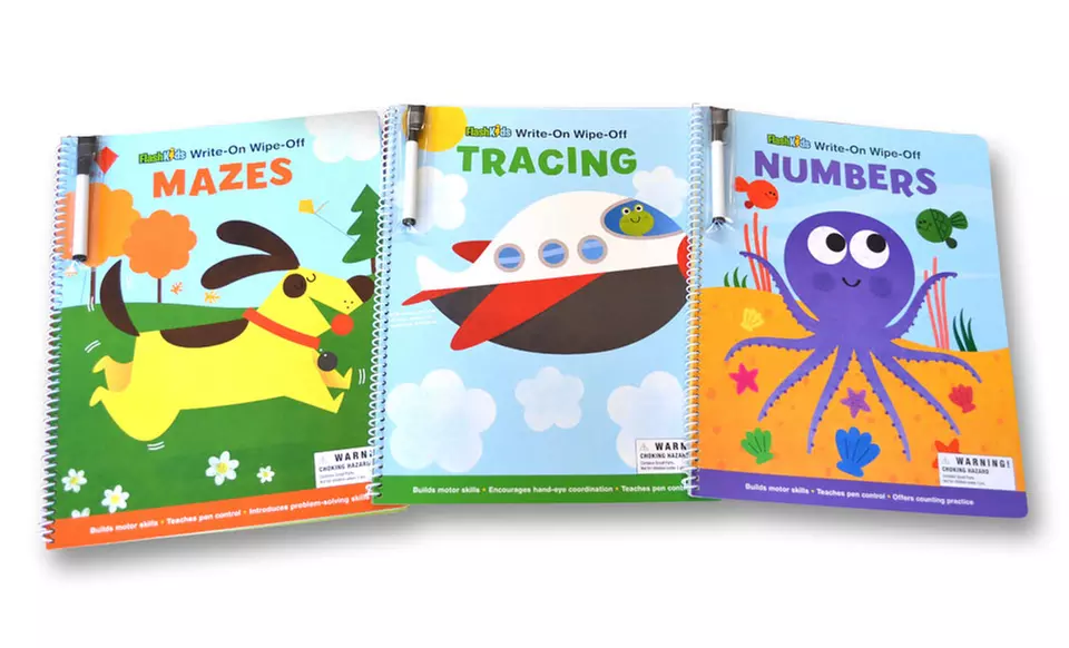 3-Pack Write-On Wipe-Off Board Books with Marker - Primary Image