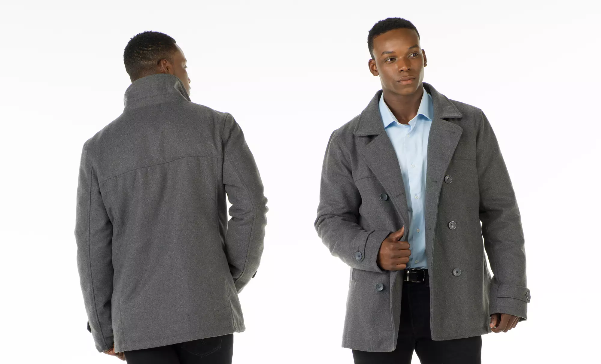 Reduced Price: Oak & Rush Men's Double-Breasted Peacoat (Size L) - Second Medium