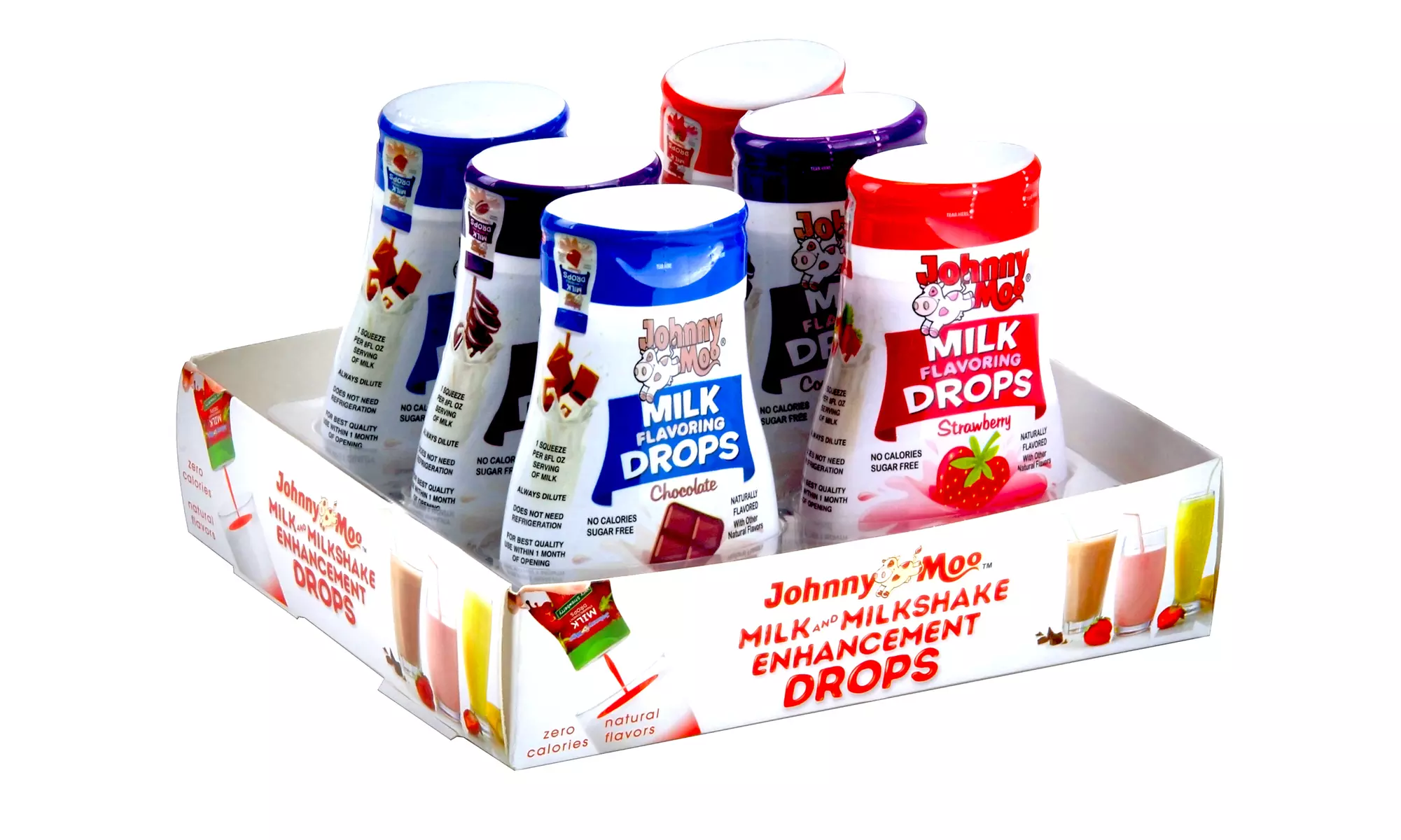 Johnny Moo Chocolate, Strawberry, and Cookies 'n' Creme Milk Flavoring Drops (6-Pack) - Primary Image