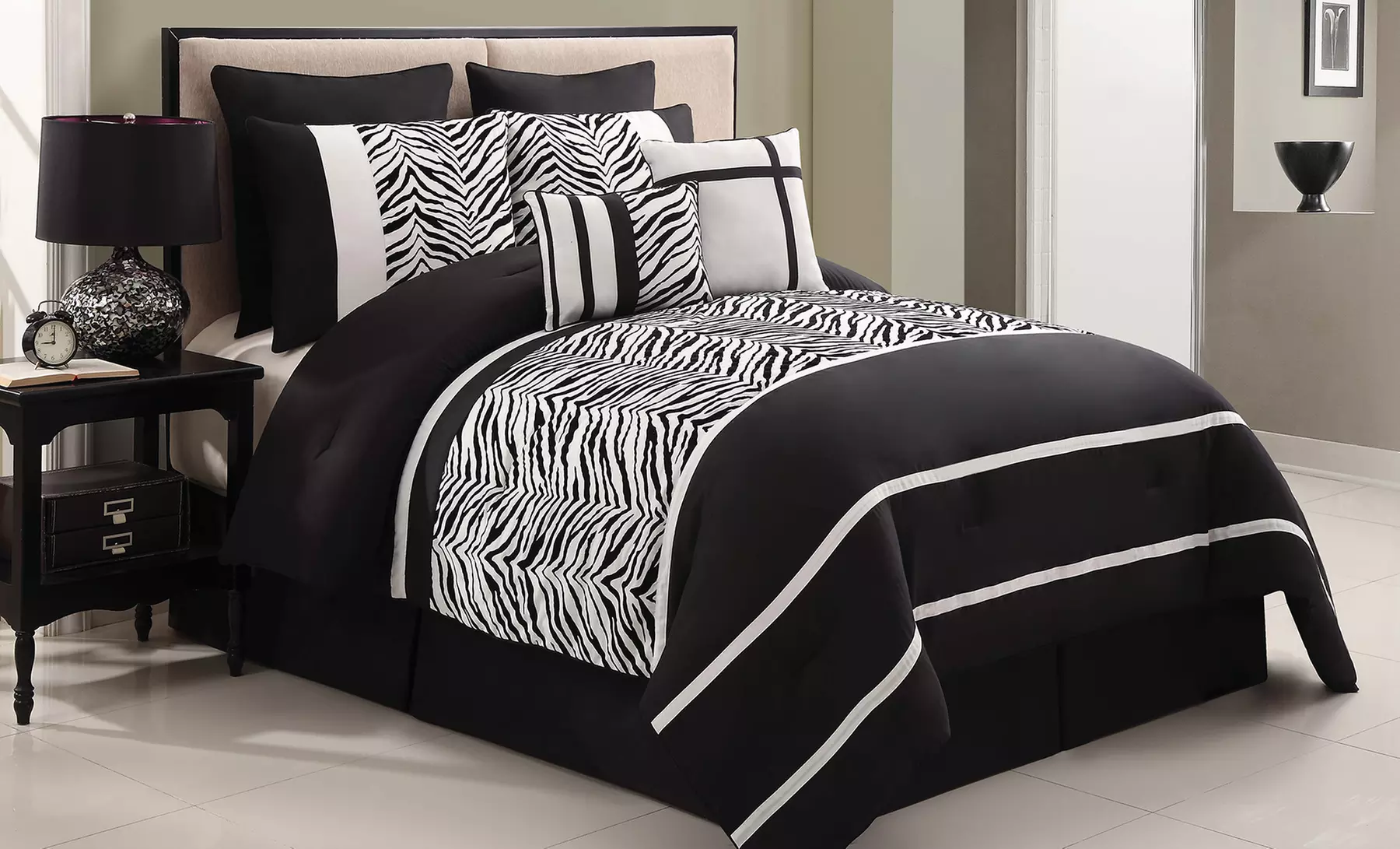 8-Piece Zebra-Print Comforter Set in Queen or King from $54.99–$59.99. Free Returns. - Primary Image