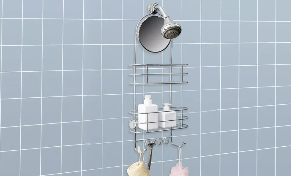 Vanderbilt Deluxe 2-Tier Shower Caddy with Adjustable Mirror. Free Returns. - Primary Image