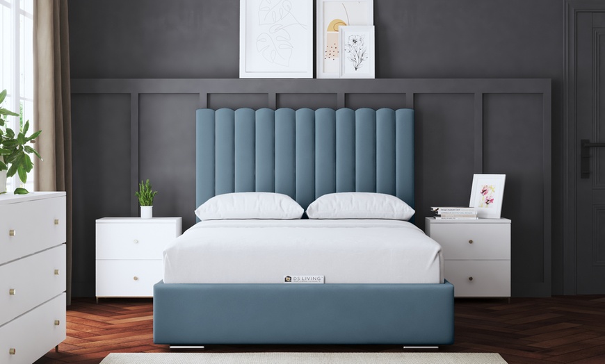 Image 22: Evangeline Panel Upholstered Gas Lift Bed with Optional Mattress