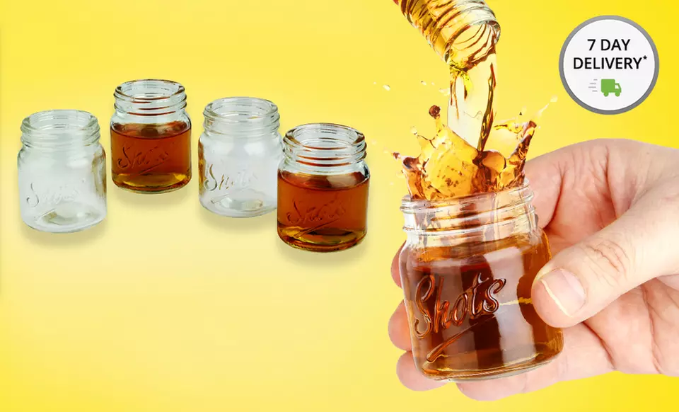 Set of 4 Mason Jar Shot Glasses. Free Returns. - Primary Image