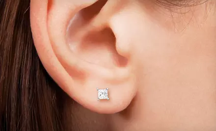 Third- or Half-Carat Princess-Cut Diamond Stud Earrings (Up to 60% Off). Free Shipping. - Primary Image