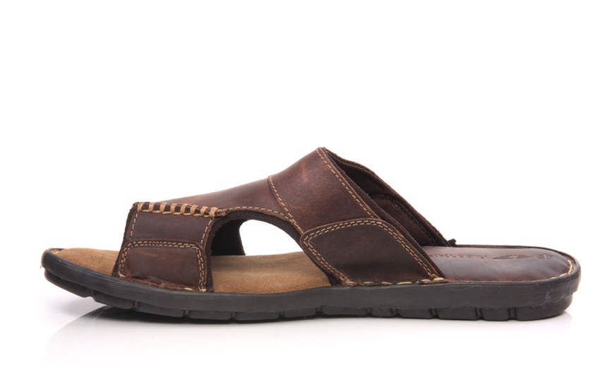 Image 6: Men's Brown Leather Sandals