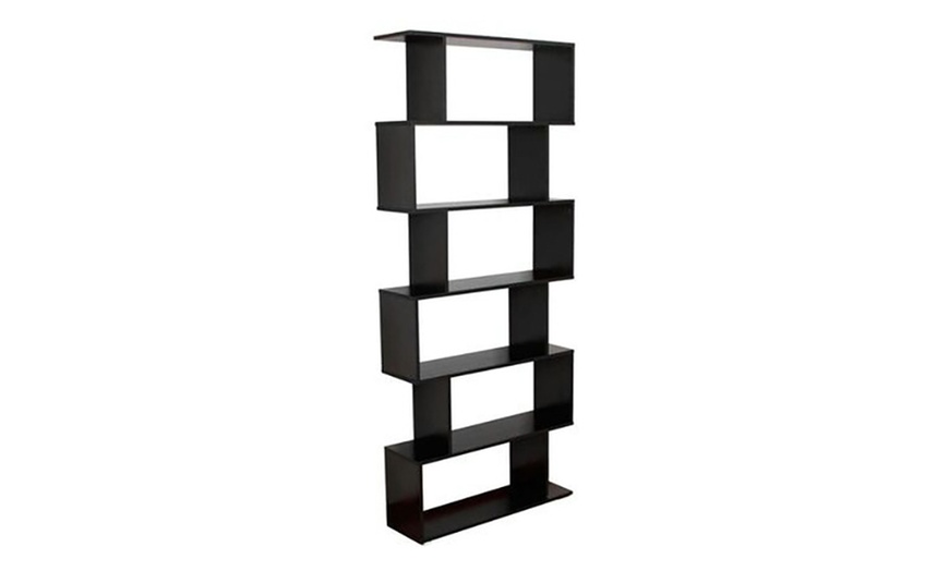 Image 4: Six-Shelf S-Shaped Bookshelf