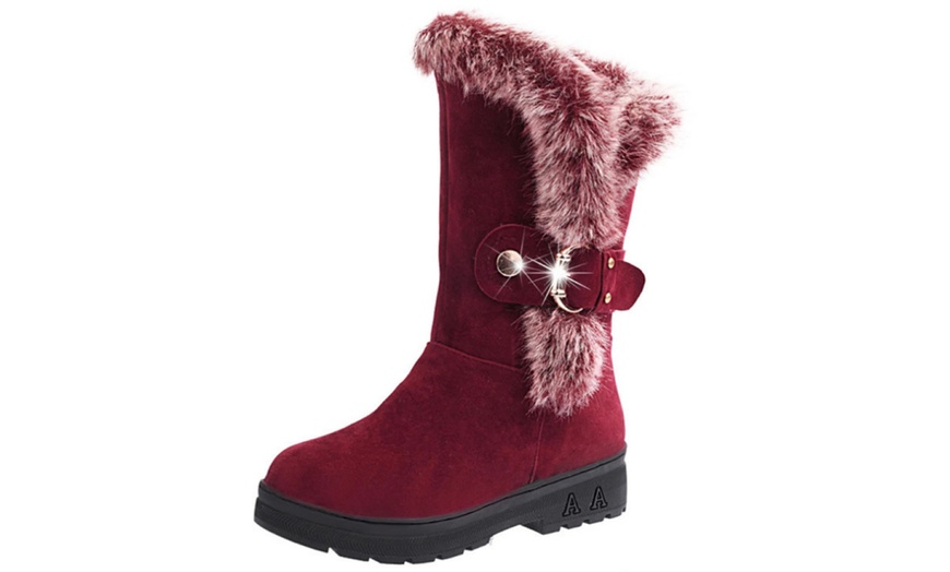 Image 4: Women's Buckle Fluffy Boots