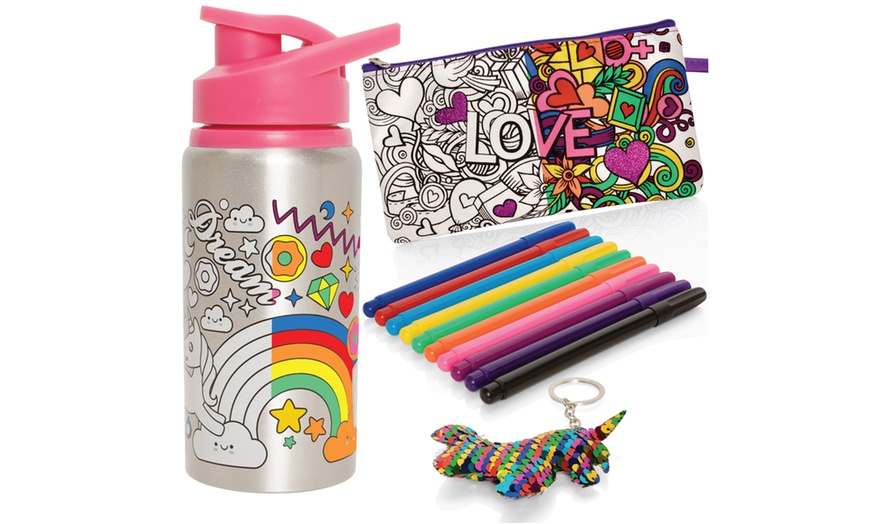 Image 3: Colour In Water Bottle and Pencil Case Set