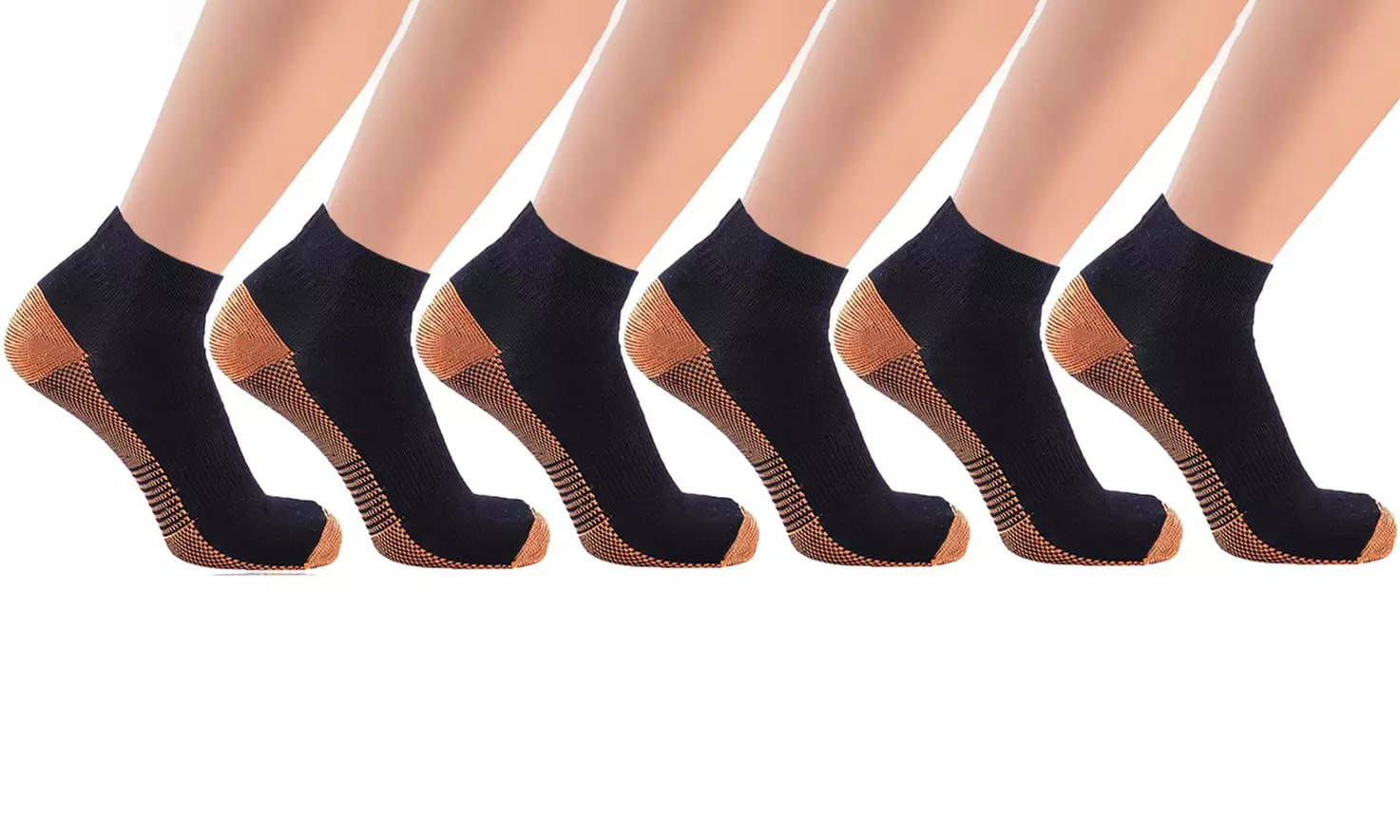 Copper-Infused Unisex Compression Crew Socks (6 Pairs) - Second Medium