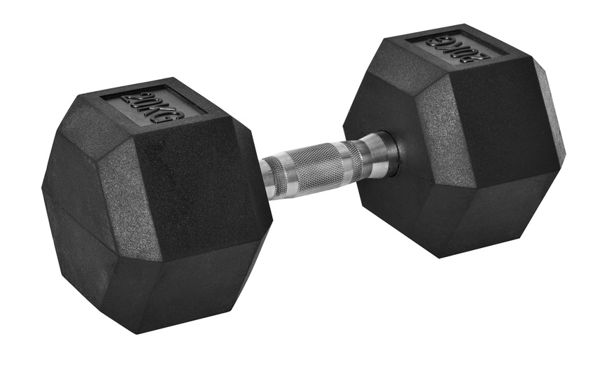 Image 5: HOMCOM Hex Dumbbell Weights 4kg-20kg; Rubber Weight and Metal Grip