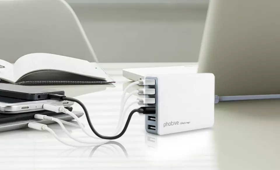 Photive 60-Watt 6-Port Rapid Intelligent USB Desktop Charger with Auto Detect Technology - Primary Image