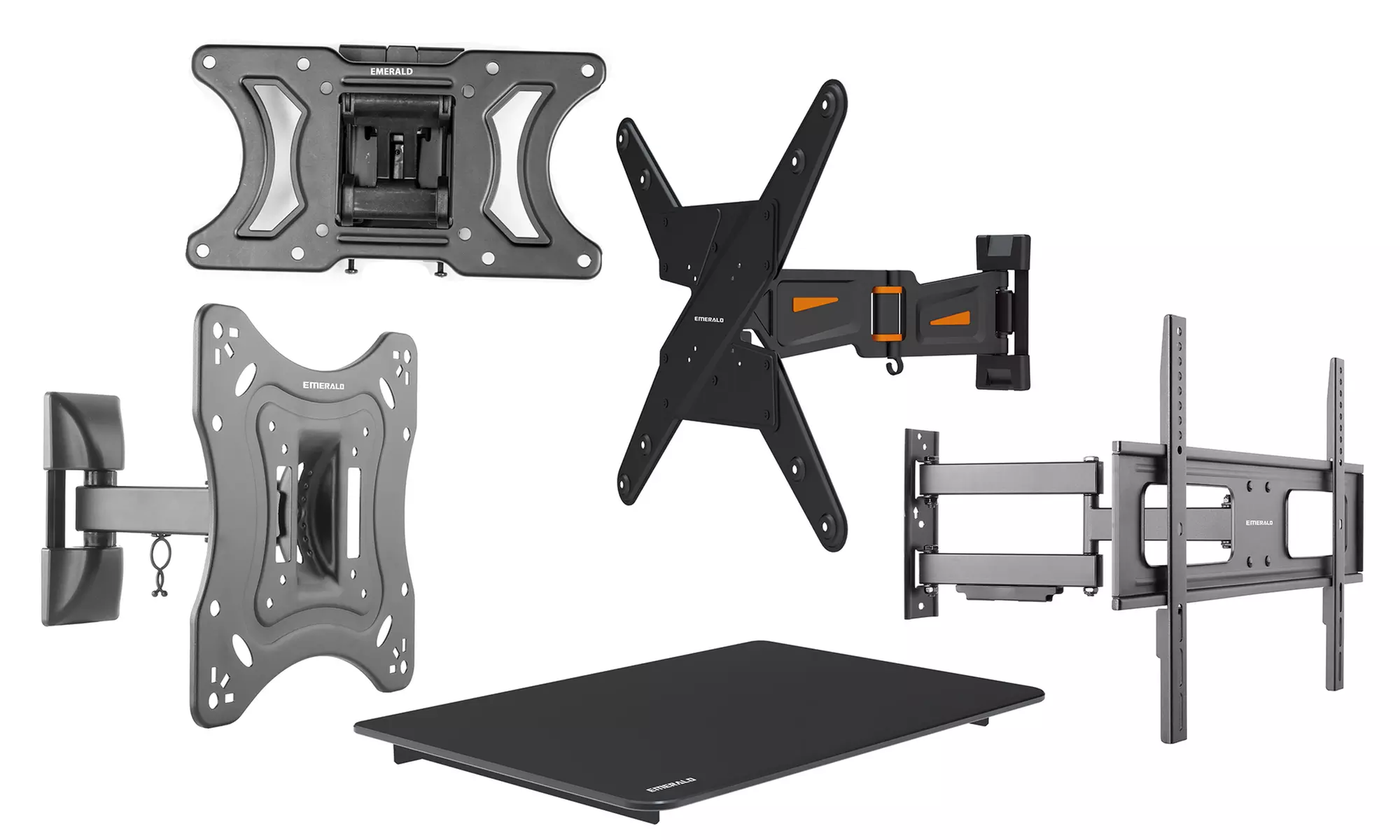 Emerald Tilt, Fixed, or Full-Motion Wall Mounts for Most 10"–72" TVs, DVD, or Blu-ray Players - Primary Image