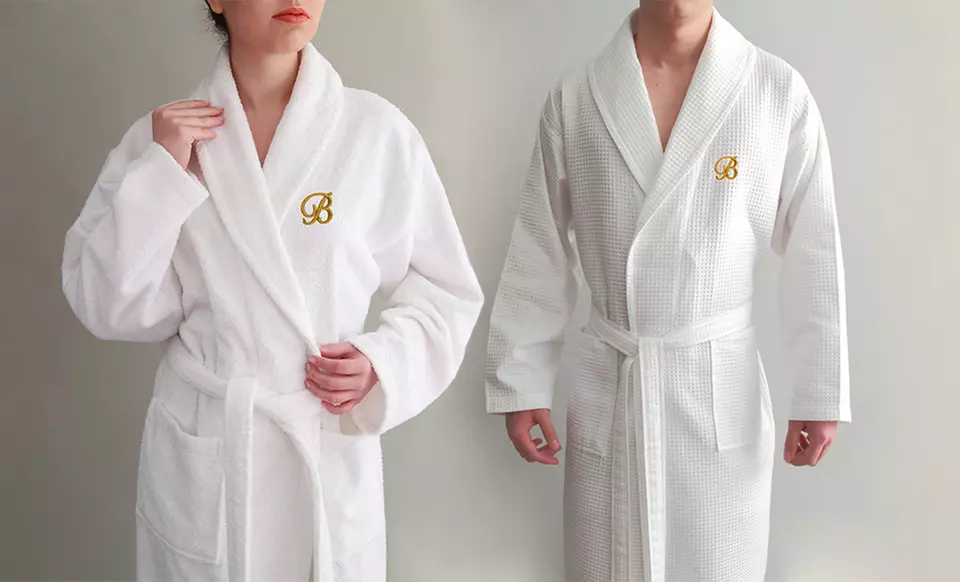 Monogrammed Luxury Hotel & Spa Collection 100% Turkish-Cotton Bathrobe. Multiple Designs Available. Free Returns. - Primary Image
