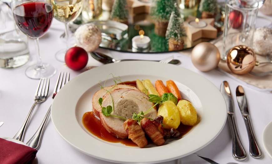 Image 3: Festive Meal with a Glass of Champagne for Two