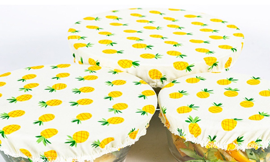 Image 5: 3pc Reusable Cotton Food Covers