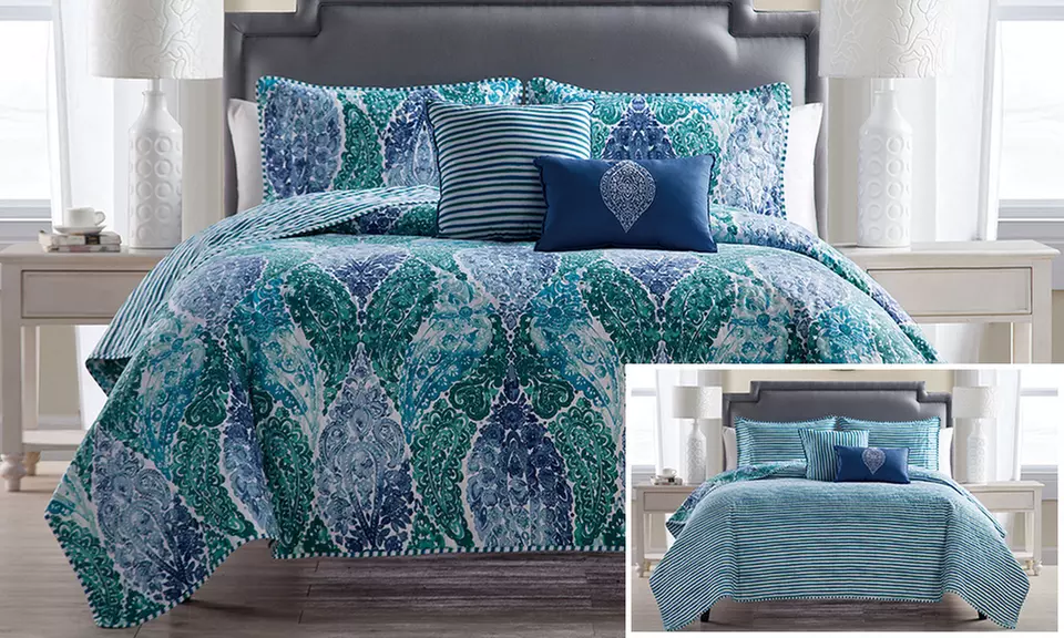 Watercolor Paisley Reversible Quilt Sets (5-Piece) - Primary Image
