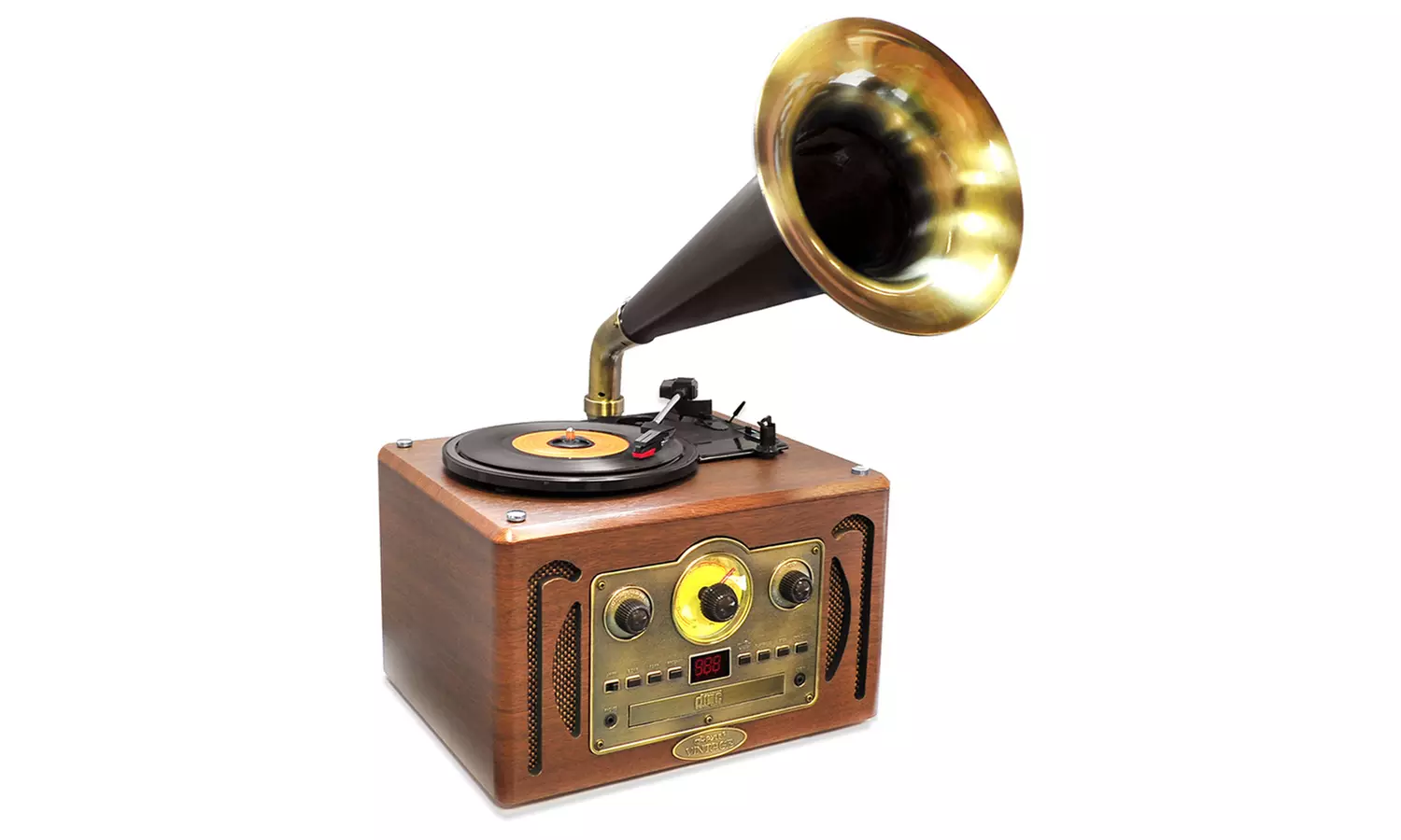 Classic-Style Turntable with Vintage Horn and Bluetooth - Primary Image