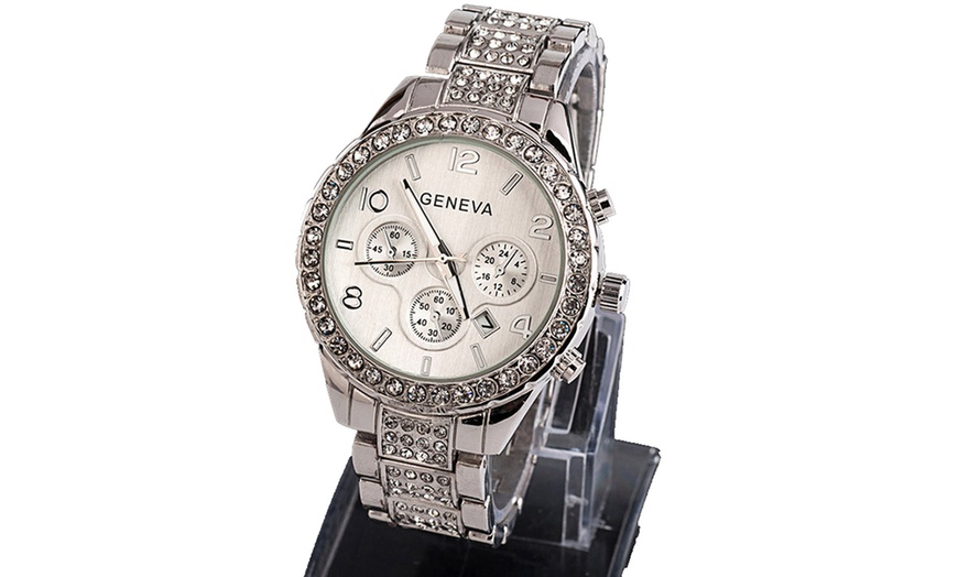 Image 4: Women's Crystal Quartz Geneva Watch