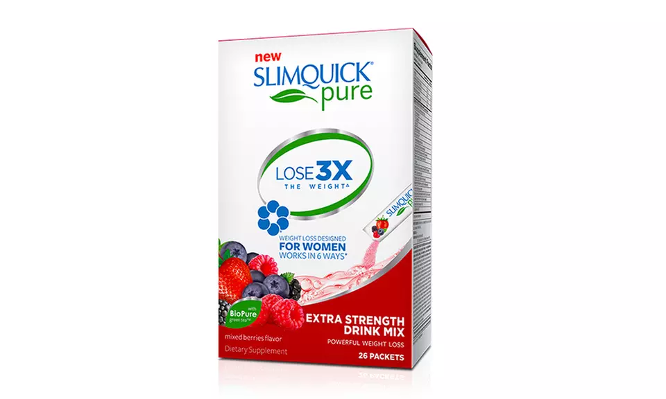26 or 52-Count Slimquick Pure Drink Weight Loss Supplement for Women in Mixed Berries Flavor - Second Medium