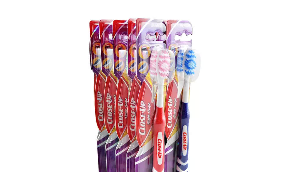 12-Pack of Close-Up Right Angle Toothbrushes with Medium or Soft Bristles - Second Medium