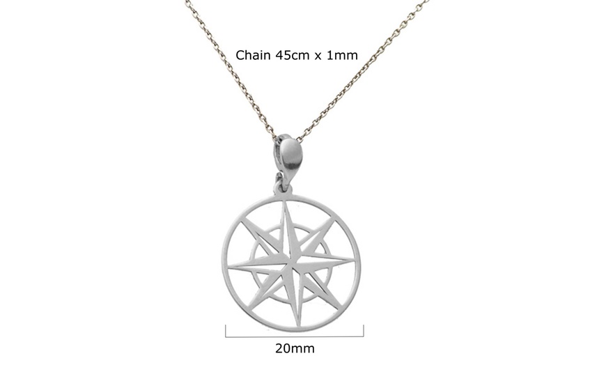 Image 7: 925 Silver Wind Rose Necklace